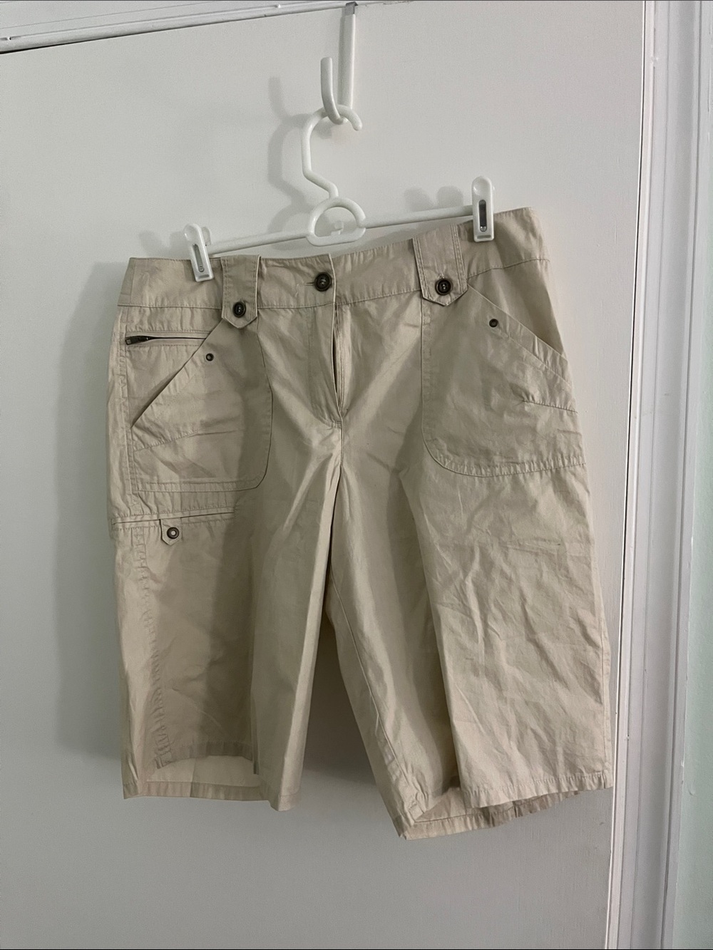 Sandro Beige Cargo Bermuda Shorts